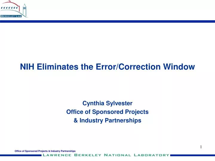 nih eliminates the error correction window