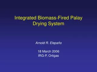 Integrated Biomass-Fired Palay Drying System