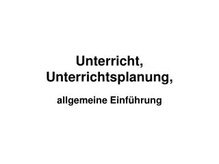 unterricht unterrichtsplanung
