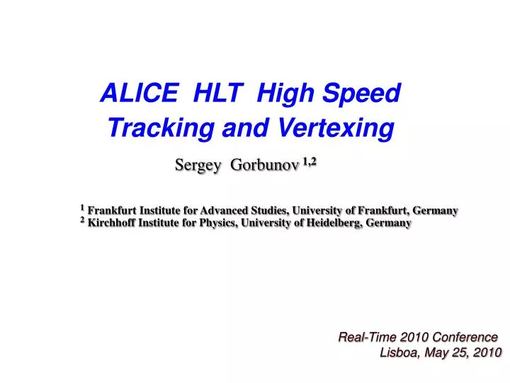 alice hlt high speed tracking and vertexing