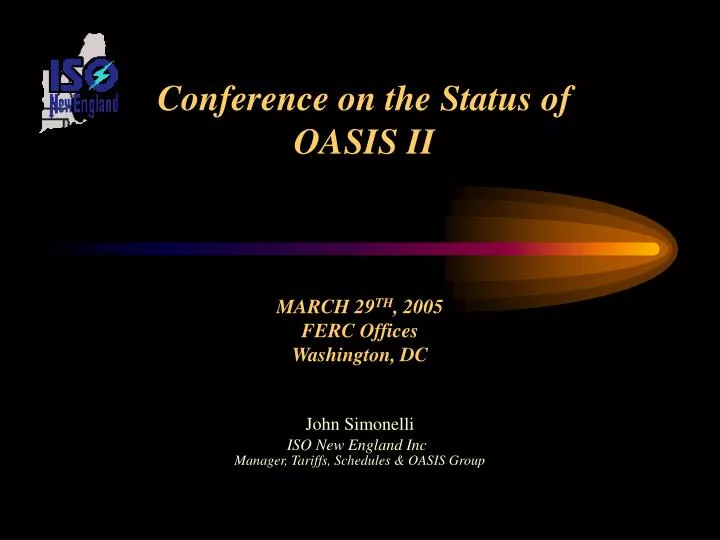 conference on the status of oasis ii