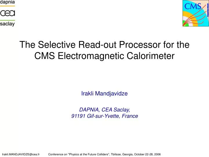 the selective read out processor for the cms electromagnetic calorimeter