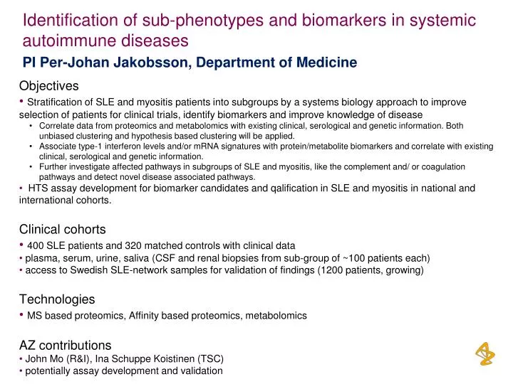 identification of sub phenotypes and biomarkers in systemic autoimmune diseases
