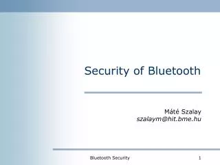 Security of Bluetooth