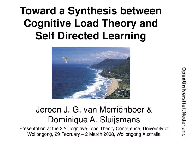 toward a synthesis between cognitive load theory and self directed learning