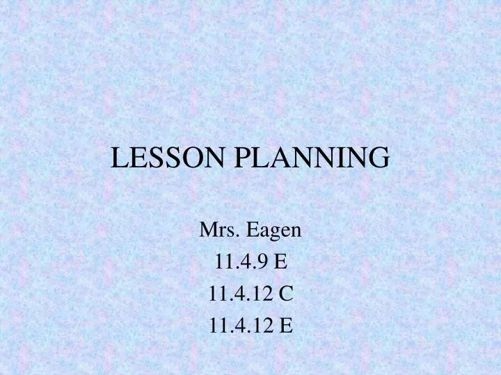 lesson planning