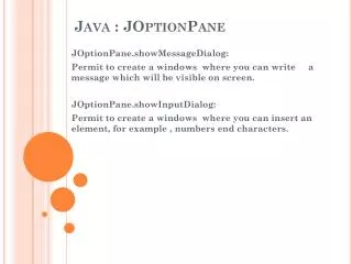Java : JOptionPane