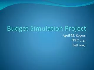 Budget Simulation Project