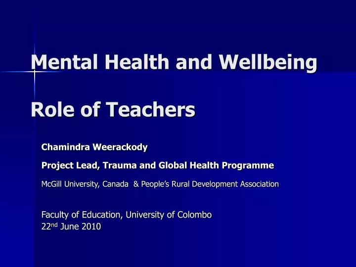 mental health and wellbeing role of teachers