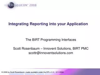 Integrating Reporting into your Application