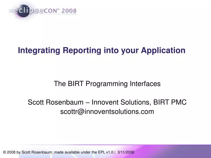integrating reporting into your application