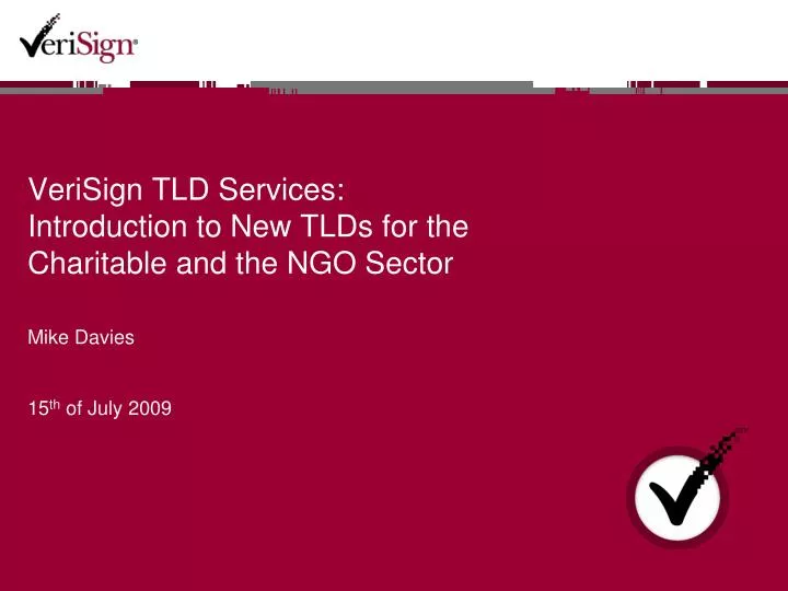 verisign tld services introduction to new tlds for the charitable and the ngo sector