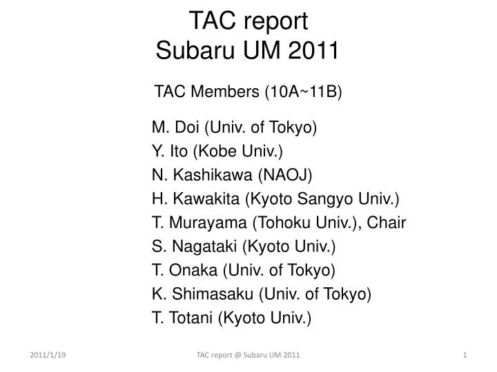 tac report subaru um 2011