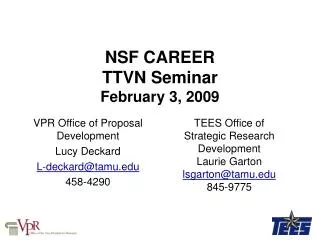 NSF CAREER TTVN Seminar February 3, 2009