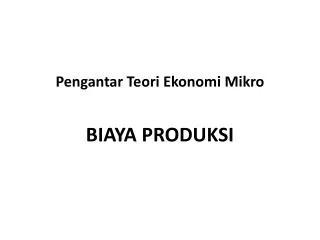 pengantar teori ekonomi mikro