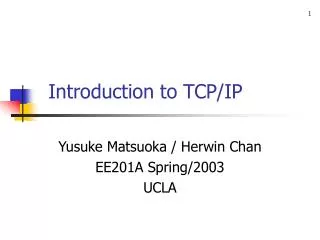 Introduction to TCP/IP