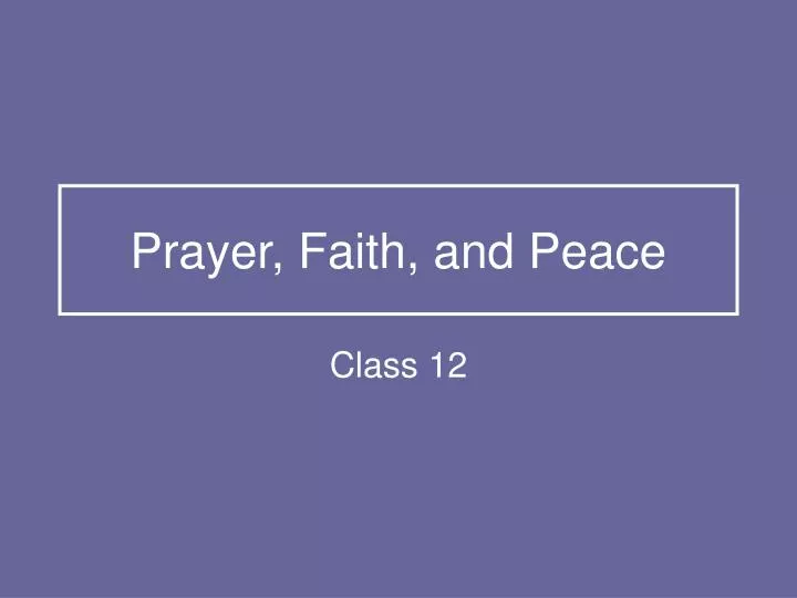 prayer faith and peace
