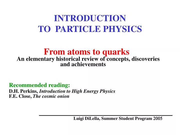 introduction to particle physics