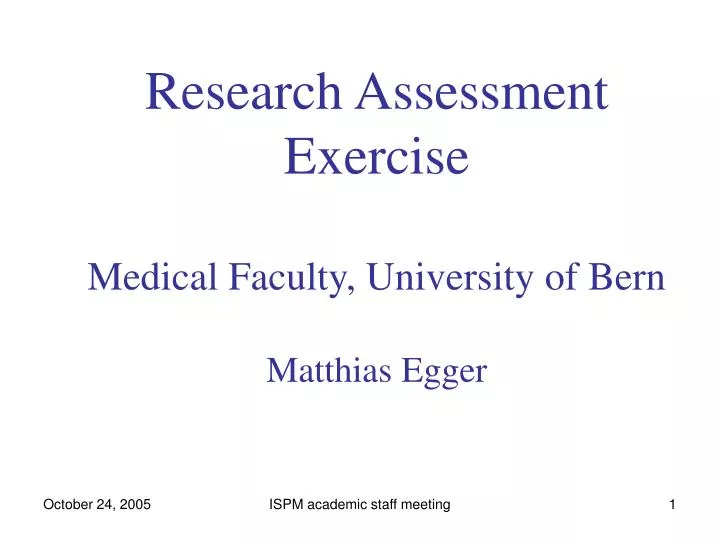 research assessment exercise medical faculty university of bern matthias egger