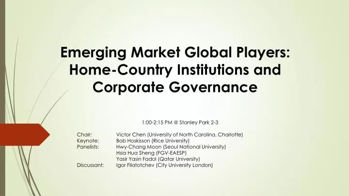 emerging market global players home country institutions and corporate governance