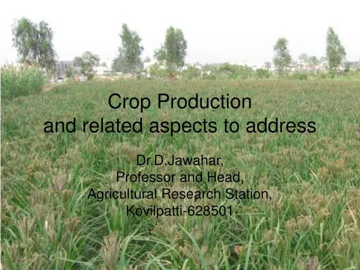 crop production and related aspects to address