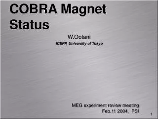 COBRA Magnet Status