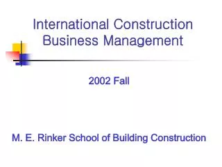 International Construction Business Management