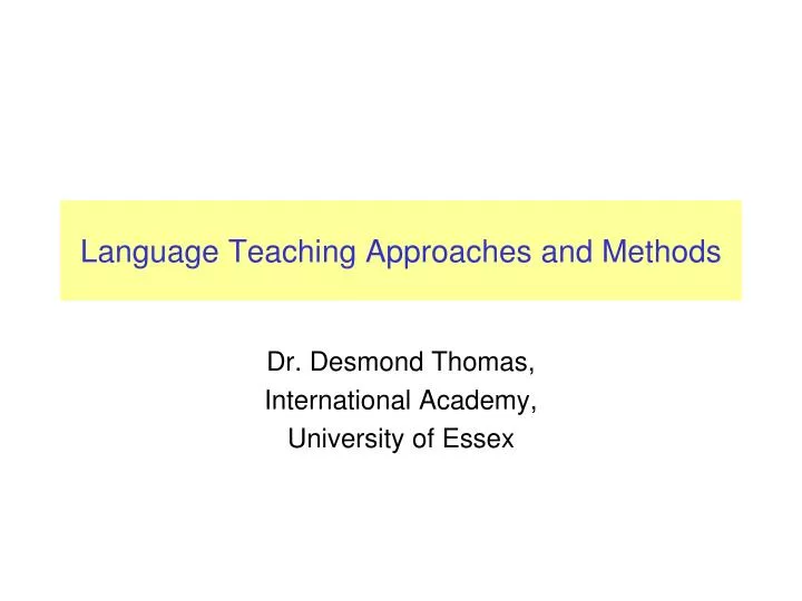 language teaching approaches and methods