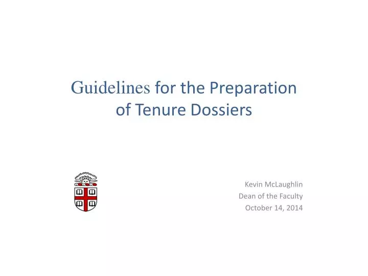 guidelines for the preparation of tenure dossiers