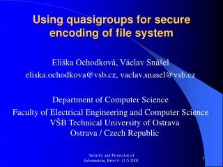 Using quasigroups for secure encoding of file system