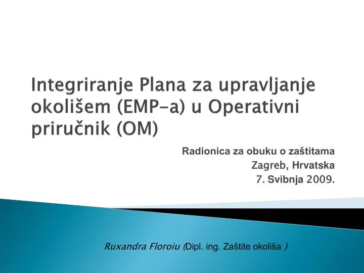 integriranje plana za upravljanje okoli em emp a u operativni priru nik om