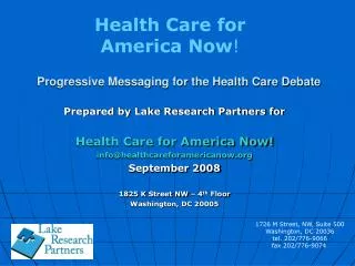 Progressive Messaging for the Health Care Debate