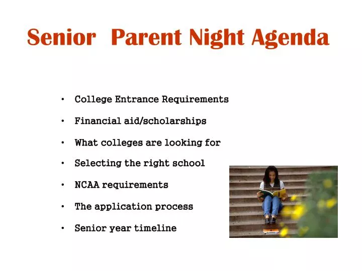 senior parent night agenda