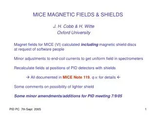 MICE MAGNETIC FIELDS &amp; SHIELDS