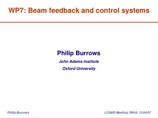 WP7: Beam feedback and control systems