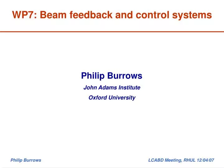 wp7 beam feedback and control systems
