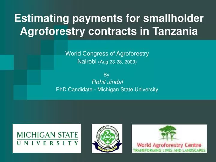 estimating payments for smallholder agroforestry contracts in tanzania