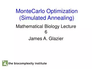 MonteCarlo Optimization (Simulated Annealing)