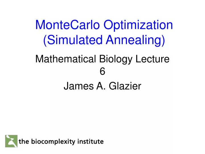 montecarlo optimization simulated annealing