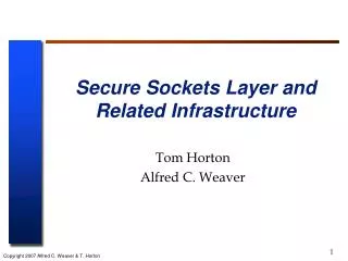 Secure Sockets Layer and Related Infrastructure