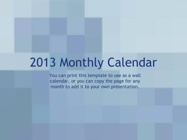 2013 monthly calendar