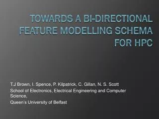 Towards a Bi-directional Feature Modelling Schema for HPC