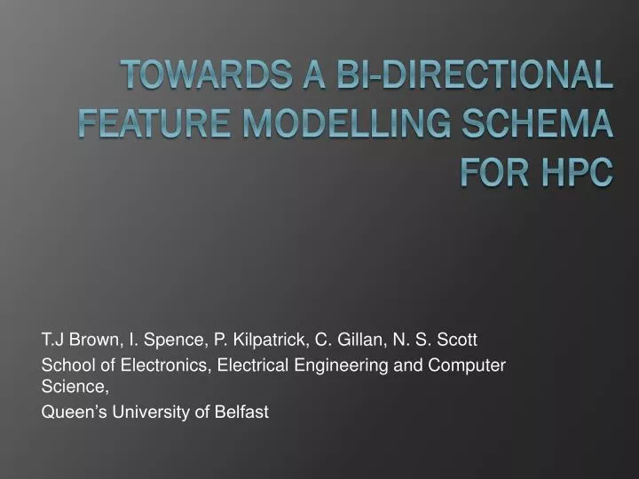 towards a bi directional feature modelling schema for hpc