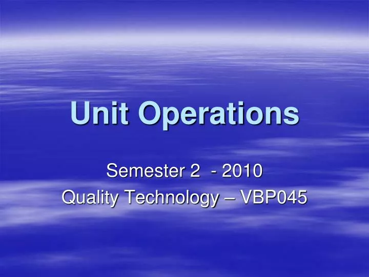 unit operations