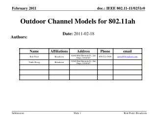 Outdoor Channel Models for 802.11ah