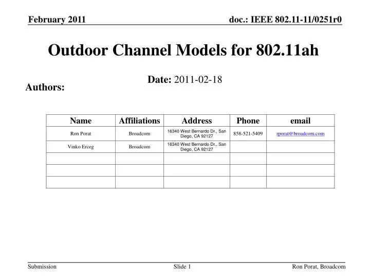 outdoor channel models for 802 11ah