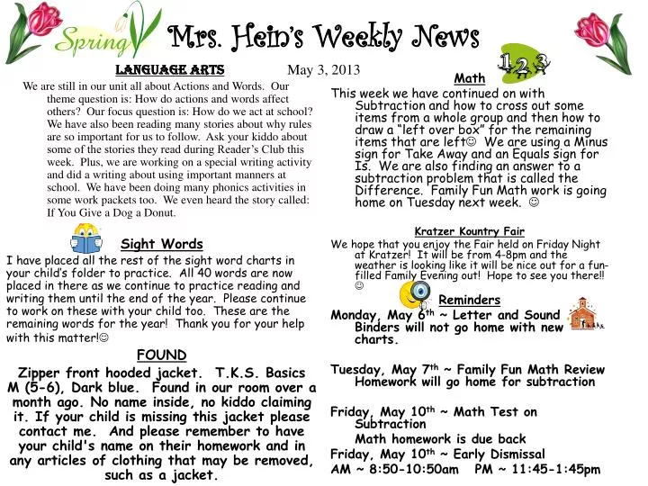 mrs hein s weekly news may 3 2013