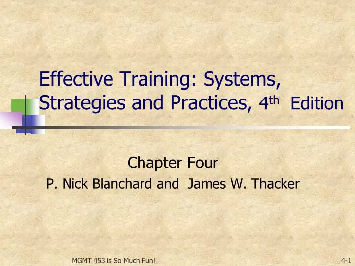 effective training systems strategies and practices 4 th edition
