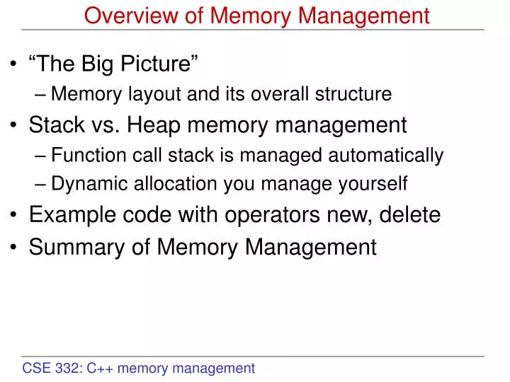 overview of memory management