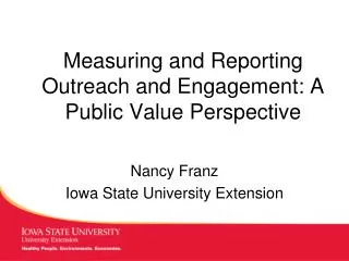 Measuring and Reporting Outreach and Engagement: A Public Value Perspective